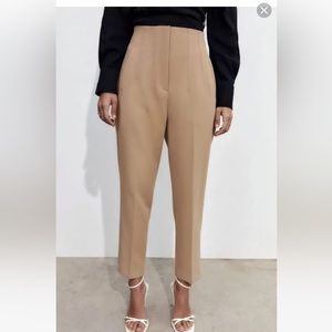 Zara Tan High-Waisted Trouser - Size XS